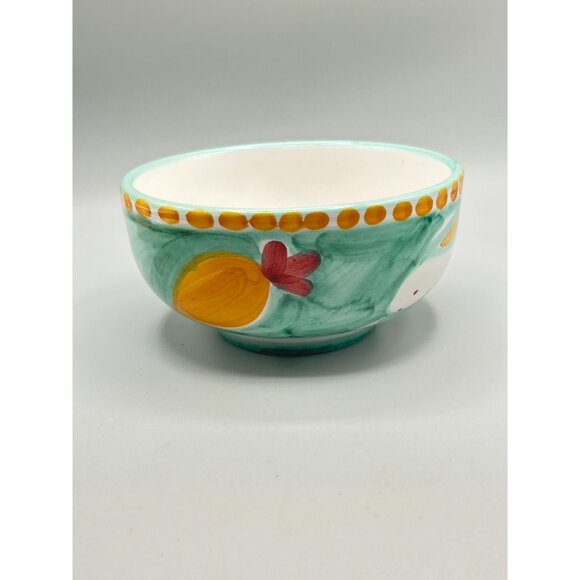 Hand Painted Solimene White Rabbit Cereal Soup Bowl Vietri Italy Mint Green - Picture 5 of 12